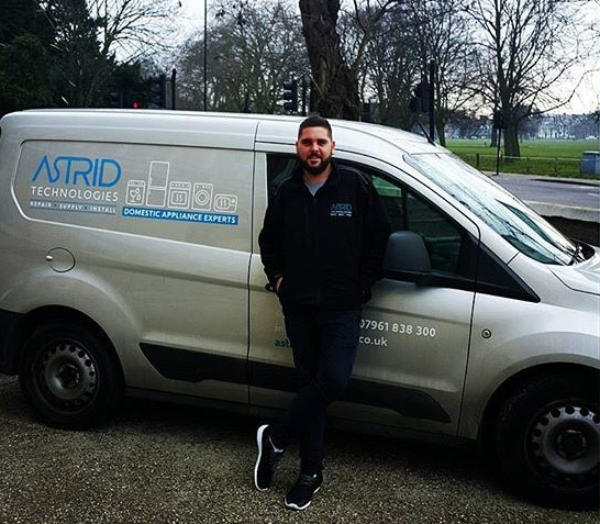 Picture of one of our engineers with his van